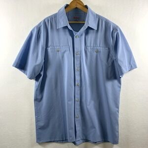 RailRiders Men Performance Button Shirt Large Blue Tech Adventure Fishing Hiking